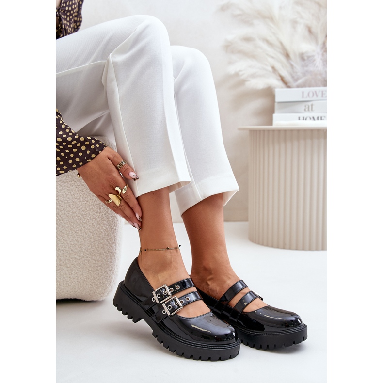 Scarpe Da Donna Con Cinturini In Terione Vernice Nera nero 2