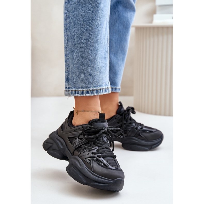 Sneakers Da Donna Con Suola Massiccia, Amoserna Nera nero 2
