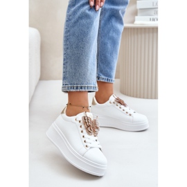 Sneakers Da Donna Con Plateau Farfalla, Naritevia Bianca e Oro 2