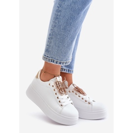 Sneakers Da Donna Con Plateau Farfalla, Naritevia Bianca e Oro bianco 1
