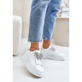 Sneakers da donna con plateau e farfalla, Naritevia bianca e argento bianco 2