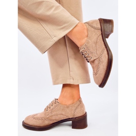 Mocassini Vedra Khaki con tacco alto beige 2
