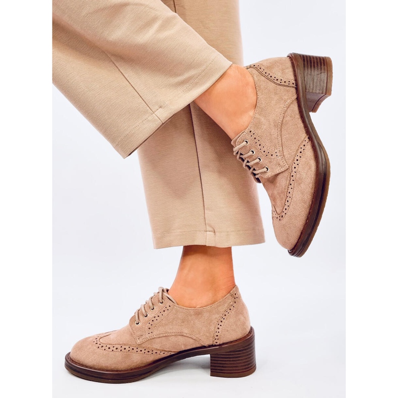 Mocassini Vedra Khaki con tacco alto beige 2
