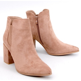 Stivaletti con tacco alto Croix Khaki e punta a mandorla beige 1