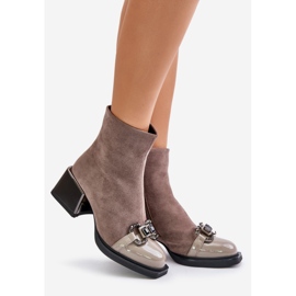 S.Barski Stivali Eleganti da Donna con Tacco Alto Con Decoro Beige MR880-127 1