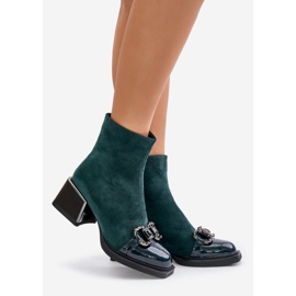 S.Barski Stivali Eleganti Con Tacco Alto Da Donna Con Decorazione, Verde Scuro MR880-127 1