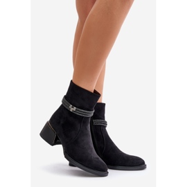 S.Barski Stivali da donna isolati con tacco basso con cinturini decorativi D&amp;A MR880-027 Nero 1