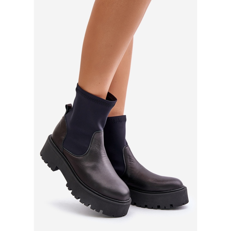 Zazoo 2947 Stivali Slip-On da Donna In Pelle Naturale, Nero 1