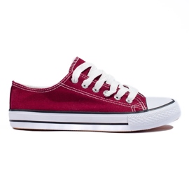 Sneakers basse Shelovet da donna di colore bordeaux rosso 1