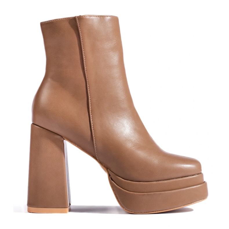 SHELOVET Stivaletti con tacco alto beige scuro marrone 1