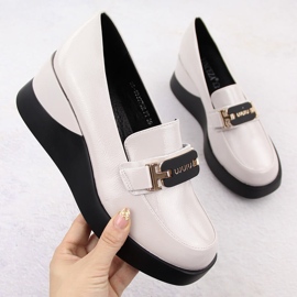 Scarpe con zeppa in pelle da donna grigie Vinceza 58337 grigio 1