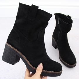 Stivaletti da donna in pelle scamosciata, neri, Potocki 51302 nero 1