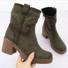 Stivaletti da donna in pelle scamosciata, verde, Potocki 51302 1