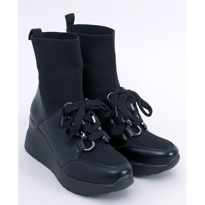 Kaye Stivaletti con zeppa neri con tomaia elastica nero 1