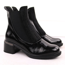 Stivaletti da donna Vinceza in vernice nera con zirconi nero 2