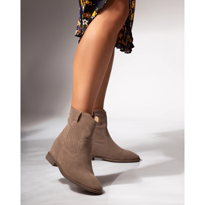BUTDAM Stivaletti con zeppa Kwk, pelle scamosciata beige 1