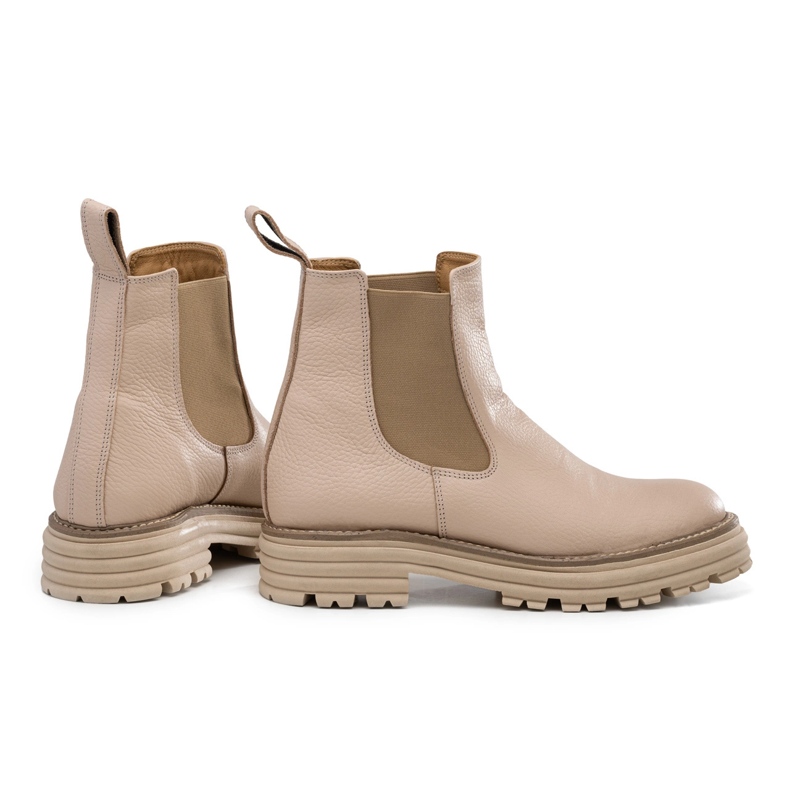Stivaletti Chelsea con suola spessa, pelle beige, Butdam Wos 1