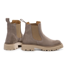 Stivaletti Chelsea con suola spessa, in pelle scamosciata, beige Butdam Wos 1
