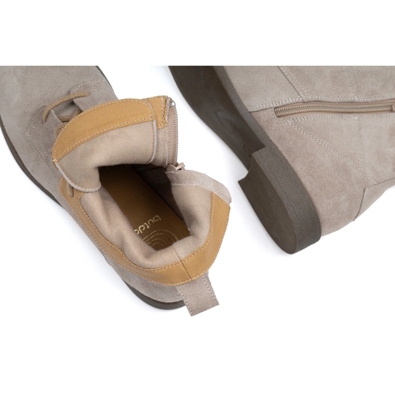 BUTDAM Stivaletti stringati da donna in pelle Trw, beige 1