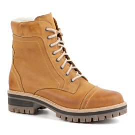 WASAK Stivali da donna in pelle con lacci, foderati in lana 0546N, rosso arancia 1