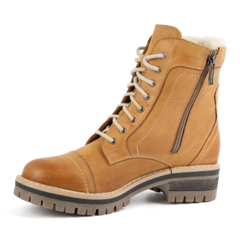 WASAK Stivali da donna in pelle con lacci, foderati in lana 0546N, rosso arancia 2