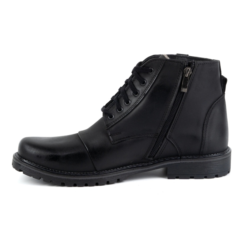 Olivier Stivali invernali in pelle da uomo 137 blu navy – Scarpe con cerniera 1