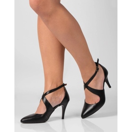BUTDAM Scarpe da ballo Xena nere con punta appuntita e cinturini nero 1