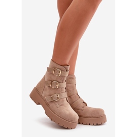 Stivali isolanti da donna beige con fibbie Tiaeliana 1