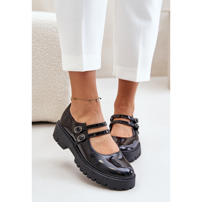 Scarpe da donna in vernice con cinturini, Rialuna Nero 1