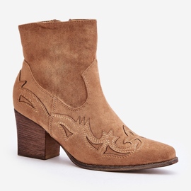 Stivali da cowboy con tacco alto, Eco suede, Arabelline marrone 1