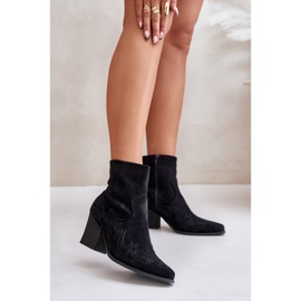 Stivali texani con tacco alto, Eco suede, Arabelline nere nero 2