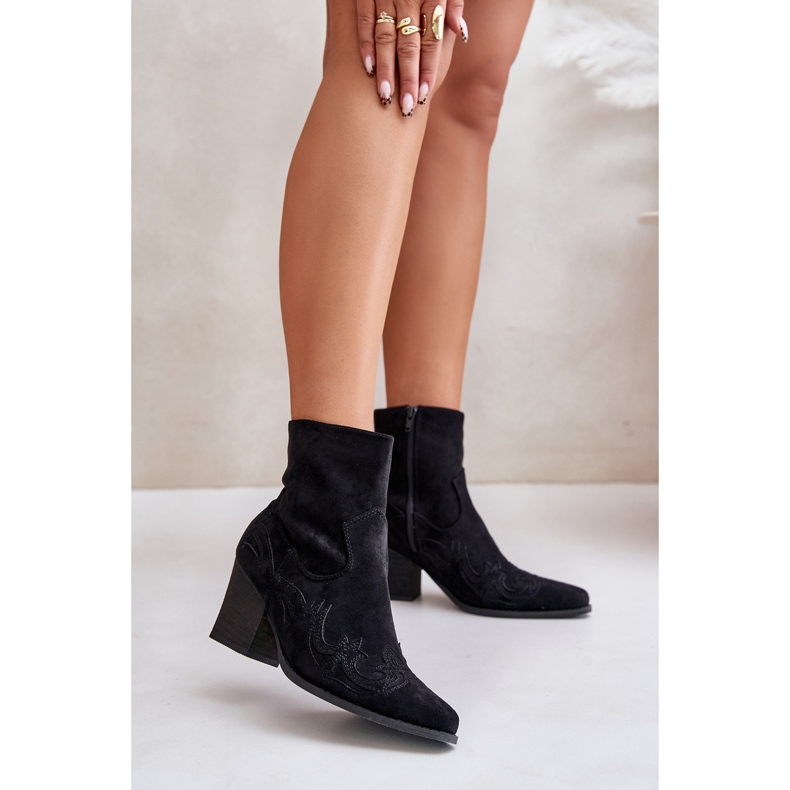 Stivali texani con tacco alto, Eco suede, Arabelline nere nero 2