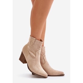 Stivali da cowboy con tacco alto, Eco suede, Belorinae beige chiaro 1