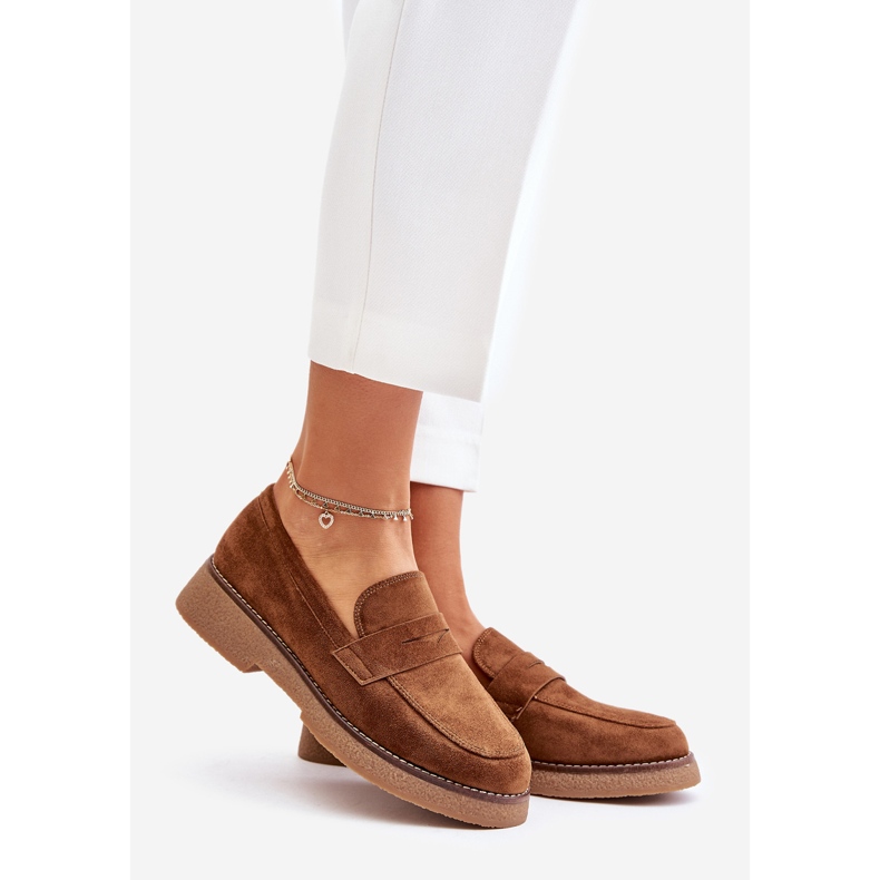 Mocassini Classici da Donna in Eco Camoscio, Marrone Belania 1
