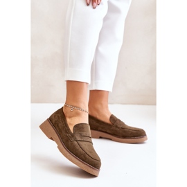 Mocassini Classici da Donna in Eco Camoscio, Belania Verde Scuro 2
