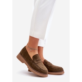 Mocassini Classici da Donna in Eco Camoscio, Belania Verde Scuro 1
