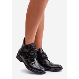 Stivali da donna in vernice con decorazione, isolati S.Barski HY42-021 Nero 1