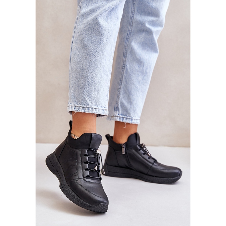 Scarpe sportive in pelle isolate con cerniera Artiker 55C0041 Nere nero 2