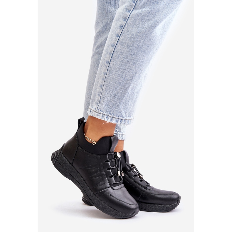 Scarpe sportive in pelle isolate con cerniera Artiker 55C0041 Nere nero 1
