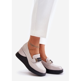 Vinceza 58337 Mocassini con zeppa in vernice grigia grigio 1
