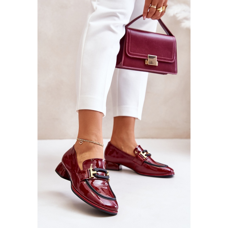 Scarpe da donna in vernice su un blocco Artiker 55C0103 Borgogna rosso 2