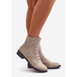 Jezzi Stivali piatti da donna isolati Labise beige 1