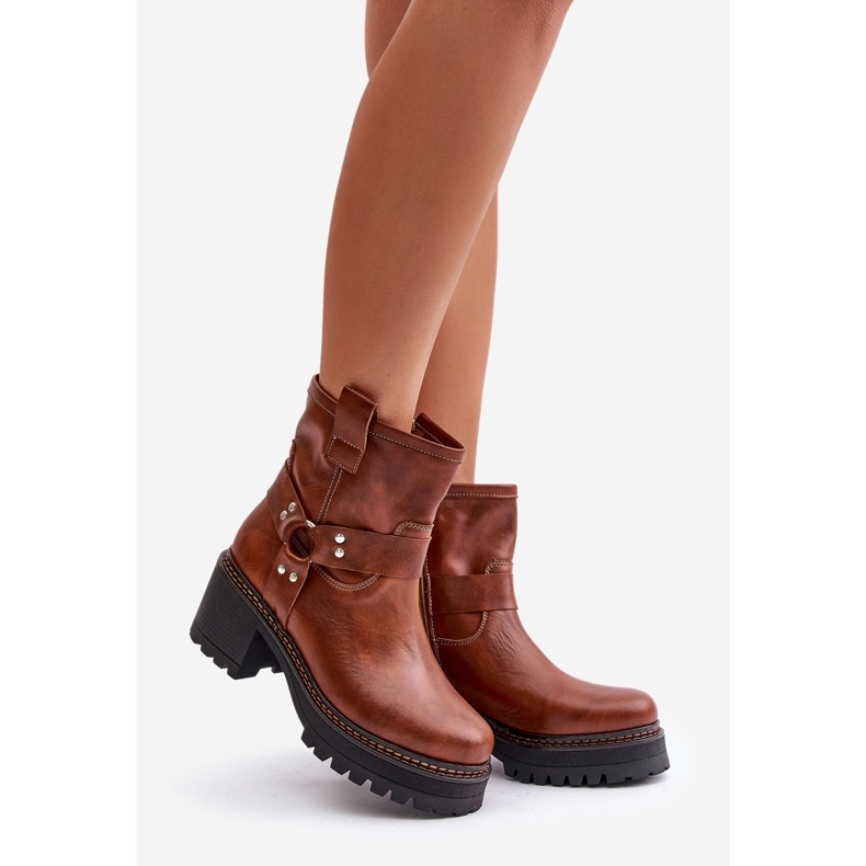 Stivali In Pelle Da Donna Con Cerniera Lewski 3435 Marrone 1