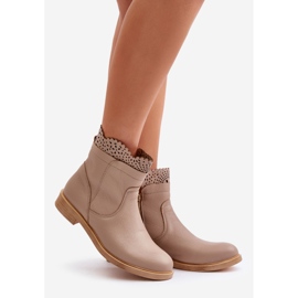 Stivali Bassi in Pelle con Tacco Piatto da Donna Lewski 3624 Beige 1
