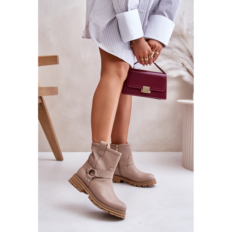 Stivali Bassi da Donna in Pelle Lewski 3610 Beige 2