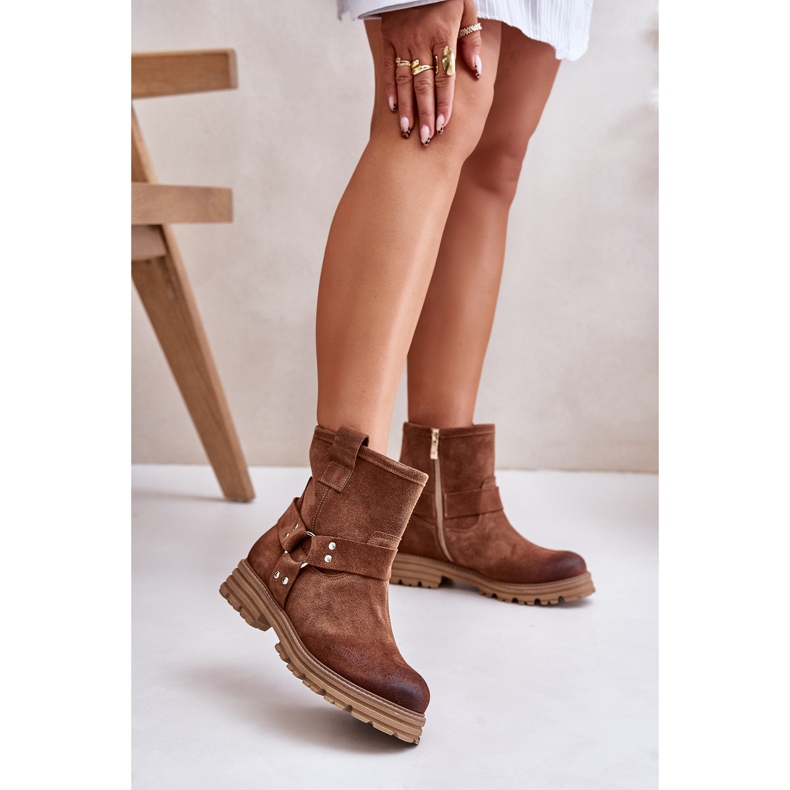 Stivaletti Bassi da Donna in Pelle Scamosciata Lewski 3610 Marrone 2