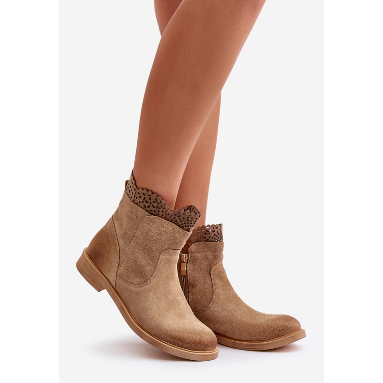 Lewski Shoes Stivali Bassi Bassi da Donna Scamosciati Lewski 3624 Beige 1