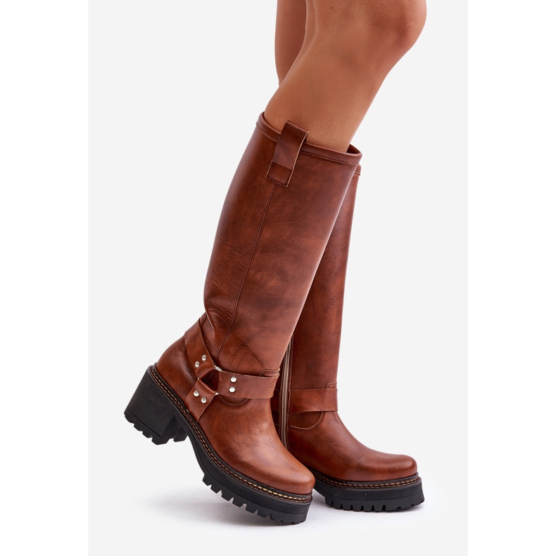 Lewski Shoes Stivali sopra il ginocchio da donna in pelle Lewski 3432 Cammello marrone 1