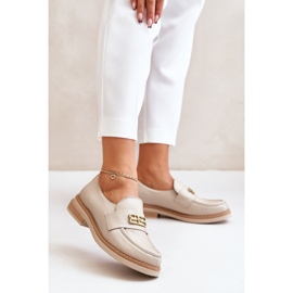 Zazoo 20174 Scarpe eleganti in pelle con tacco piatto da donna, Beige 2
