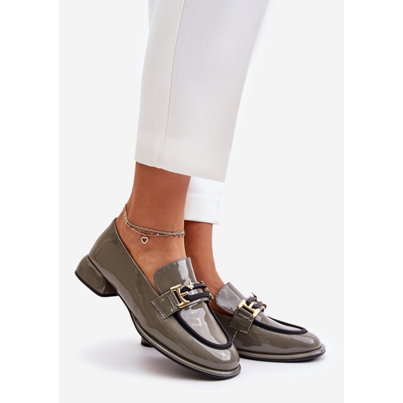 Scarpe da donna laccate su blocco con decoro Artiker 55C0412 Grigio 1